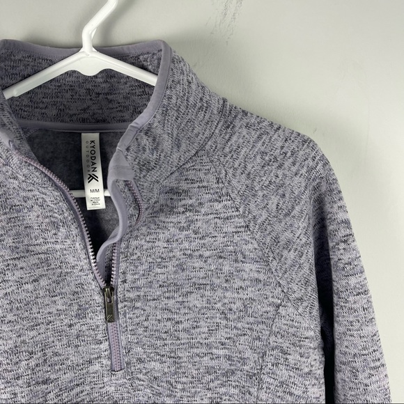 Kyodan 1/4 Zip Pullover Fleece Long Sleeve Sweatshirt Heather Grey Blue Sz M - Picture 3 of 6